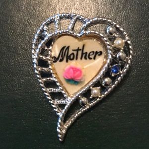 Vintage Mother brooch with stones/pearls